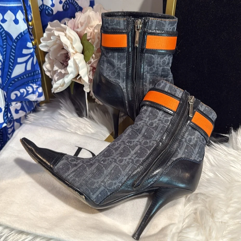 Christian Dior Diorissimo Pattern Denim Sock Boots - Picture 7 of 10